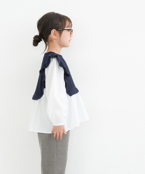 coca(coca)(コカ)の「キッズ ニットソードッキングチュニック(チュニック・キッズ・ネイビー・110/120/130/140)」の4枚目の写真