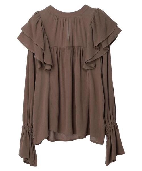 Petit fleur(プチフルール)の「・Petit Fleur ラッフルショルダーブラウス(シャツ/ブラウス・レディース・モカ/ブラック/グリーン・FREE)」の22枚目の写真