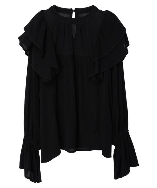 Petit fleur(プチフルール)の「・Petit Fleur ラッフルショルダーブラウス(シャツ/ブラウス・レディース・モカ/ブラック/グリーン・FREE)」の20枚目の写真