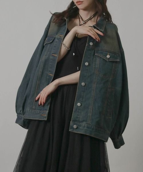 Social GIRL（ソーシャルガール）の「ボリューム袖 オーバーサイズデニムジャケット Gジャン（デニムジャケット・レディース・ブルー/ライトブルー/ブラック/ピンク/ブラウン/イエロー/ブルー系その他/ブルー系その他2・M/L/S）」の5枚目の写真