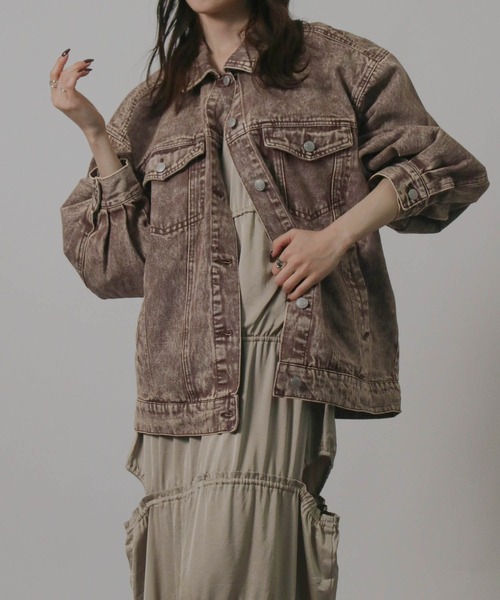 Social GIRL（ソーシャルガール）の「ボリューム袖 オーバーサイズデニムジャケット Gジャン（デニムジャケット・レディース・ブルー/ライトブルー/ブラック/ピンク/ブラウン/イエロー/ブルー系その他/ブルー系その他2・M/L/S）」の3枚目の写真