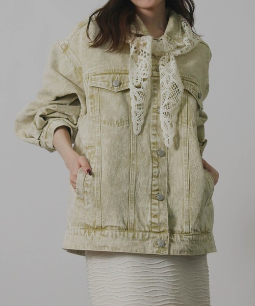 Social GIRL（ソーシャルガール）の「ボリューム袖 オーバーサイズデニムジャケット Gジャン（デニムジャケット・レディース・ブルー/ライトブルー/ブラック/ピンク/ブラウン/イエロー/ブルー系その他/ブルー系その他2・M/L/S）」の7枚目の写真