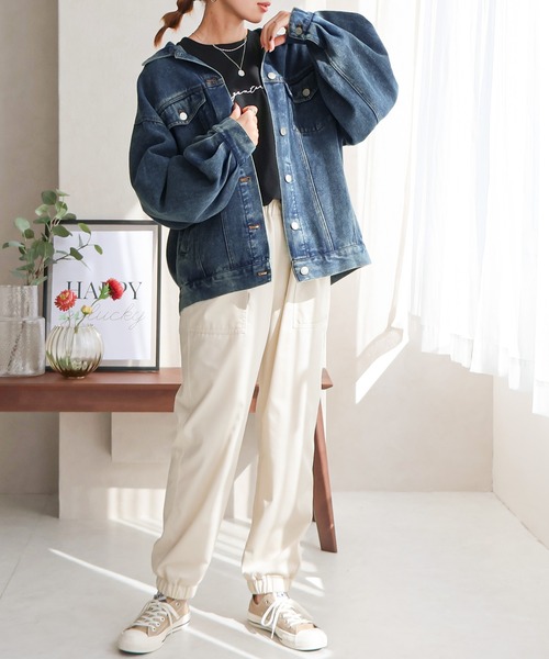 Social GIRL（ソーシャルガール）の「ボリューム袖 オーバーサイズデニムジャケット Gジャン（デニムジャケット・レディース・ブルー/ライトブルー/ブラック/ピンク/ブラウン/イエロー/ブルー系その他/ブルー系その他2・M/L/S）」の22枚目の写真