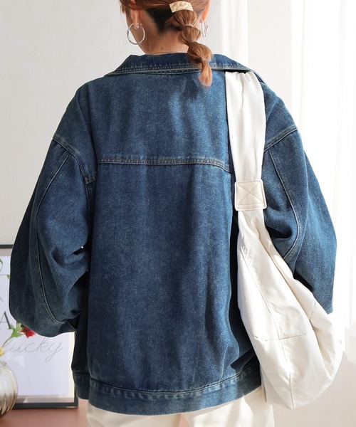 Social GIRL（ソーシャルガール）の「ボリューム袖 オーバーサイズデニムジャケット Gジャン（デニムジャケット・レディース・ブルー/ライトブルー/ブラック/ピンク/ブラウン/イエロー/ブルー系その他/ブルー系その他2・M/L/S）」の17枚目の写真