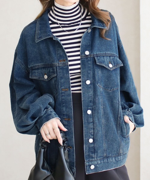 Social GIRL（ソーシャルガール）の「ボリューム袖 オーバーサイズデニムジャケット Gジャン（デニムジャケット・レディース・ブルー/ライトブルー/ブラック/ピンク/ブラウン/イエロー/ブルー系その他/ブルー系その他2・M/L/S）」の14枚目の写真