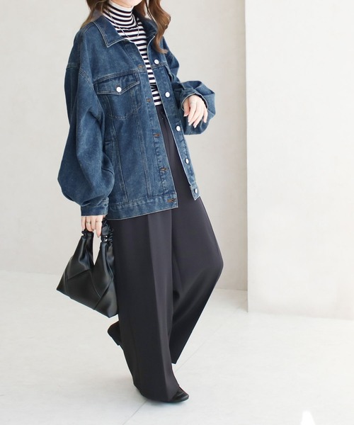 Social GIRL（ソーシャルガール）の「ボリューム袖 オーバーサイズデニムジャケット Gジャン（デニムジャケット・レディース・ブルー/ライトブルー/ブラック/ピンク/ブラウン/イエロー/ブルー系その他/ブルー系その他2・M/L/S）」の18枚目の写真