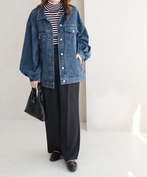 Social GIRL（ソーシャルガール）の「ボリューム袖 オーバーサイズデニムジャケット Gジャン（デニムジャケット・レディース・ブルー/ライトブルー/ブラック/ピンク/ブラウン/イエロー/ブルー系その他/ブルー系その他2・M/L/S）」の19枚目の写真