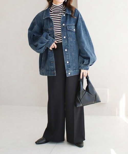 Social GIRL（ソーシャルガール）の「ボリューム袖 オーバーサイズデニムジャケット Gジャン（デニムジャケット・レディース・ブルー/ライトブルー/ブラック/ピンク/ブラウン/イエロー/ブルー系その他/ブルー系その他2・M/L/S）」の20枚目の写真