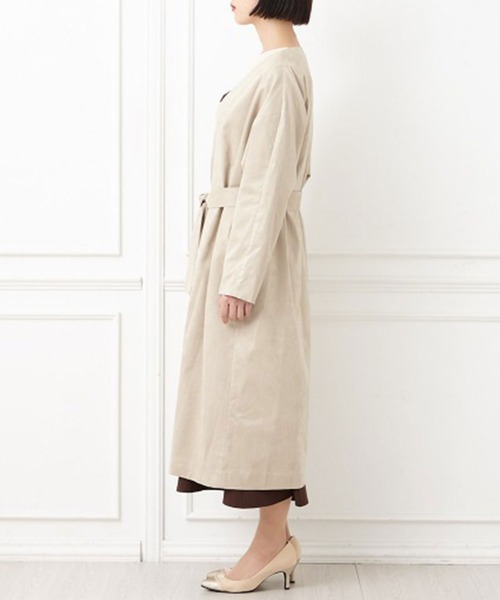 セール】ノーカラーフェイクスウェードコート（ノーカラーコート