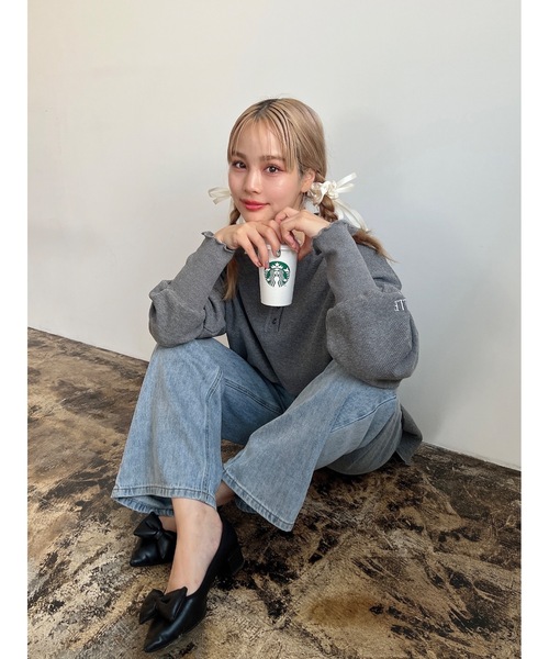 jumelle（ジュメロ）の「【フィンガーホール付き】basic over cutsew（Tシャツ/カットソー・レディース・グリーン/チャコールグレー・FREE）」の22枚目の写真