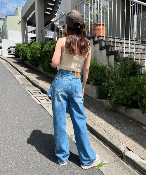 solleim（ソルレム）の「[3サイズ展開][全骨格美脚見え]スカートレイヤード風ワイドデニム（デニムパンツ・レディース・ブルー/ブラック系・S/M/L）」の19枚目の写真