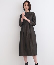 【日本製／ジャカード】スタンドカラーワンピース