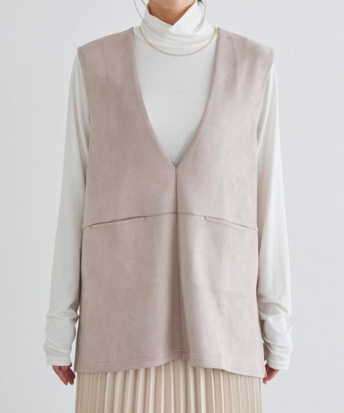 Pierrot(ピエロ)の「インナーセットフェイクスエードベスト(ベスト・レディース・ブラック/アイボリー・M/L)」の20枚目の写真