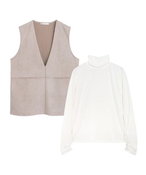 Pierrot(ピエロ)の「インナーセットフェイクスエードベスト(ベスト・レディース・ブラック/アイボリー・M/L)」の17枚目の写真