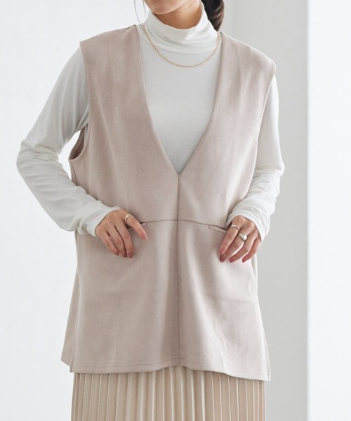 Pierrot(ピエロ)の「インナーセットフェイクスエードベスト(ベスト・レディース・ブラック/アイボリー・M/L)」の16枚目の写真