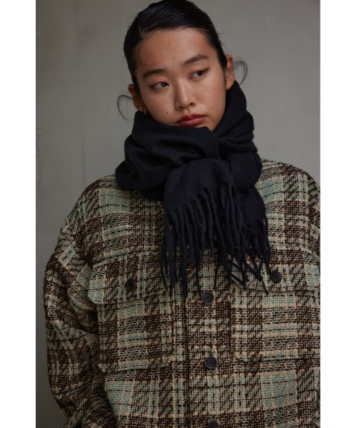 AZUL by moussy(アズールバイマウジー)の「カシミアタッチストール(ストール/ショール・レディース・ブルー系その他/ブラック/アイボリー・FREE)」の1枚目の写真