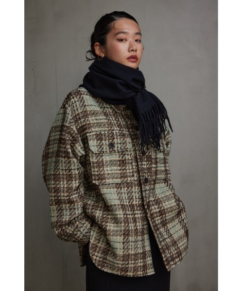 AZUL by moussy(アズールバイマウジー)の「カシミアタッチストール(ストール/ショール・レディース・ブルー系その他/ブラック/アイボリー・FREE)」の12枚目の写真