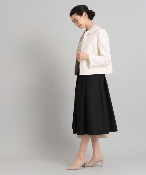 OPAQUE.CLIP（オペークドットクリップ）の「◆≪通勤・セレモニー対応≫ タックフレアスカート【洗濯機洗い可】（スカート・レディース・ネイビー/ブラック/ライトベージュ・42/38/40/36）」の6枚目の写真
