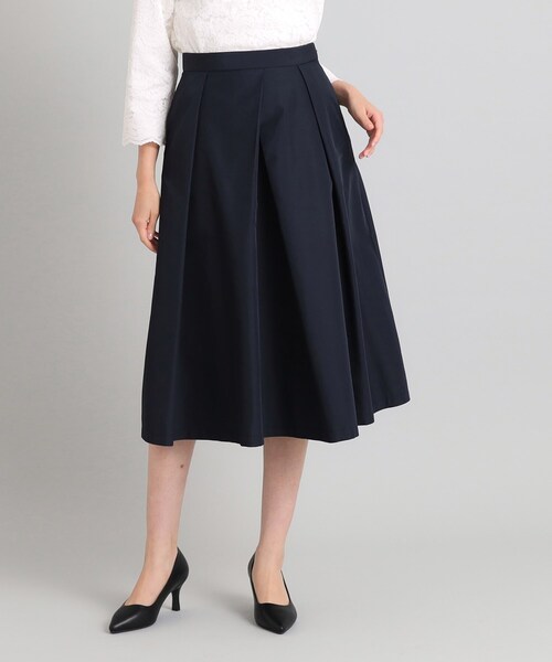 OPAQUE.CLIP（オペークドットクリップ）の「◆≪通勤・セレモニー対応≫ タックフレアスカート【洗濯機洗い可】（スカート・レディース・ネイビー/ブラック/ライトベージュ・42/38/40/36）」の14枚目の写真