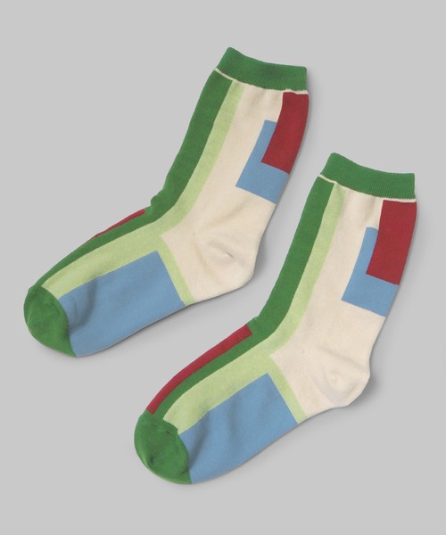 minia(ミニア)の「幾何学カラーソックス(ソックス/靴下・レディース・ブラック/グリーン/ベージュ・FREE)」の3枚目の写真