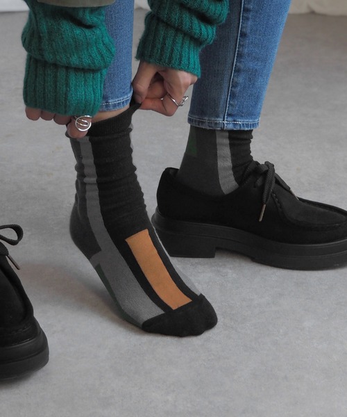 minia(ミニア)の「幾何学カラーソックス(ソックス/靴下・レディース・ブラック/グリーン/ベージュ・FREE)」の17枚目の写真