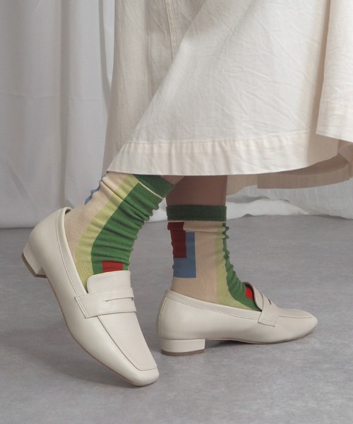 minia(ミニア)の「幾何学カラーソックス(ソックス/靴下・レディース・ブラック/グリーン/ベージュ・FREE)」の21枚目の写真