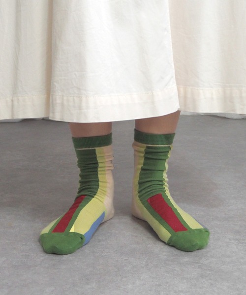 minia(ミニア)の「幾何学カラーソックス(ソックス/靴下・レディース・ブラック/グリーン/ベージュ・FREE)」の14枚目の写真