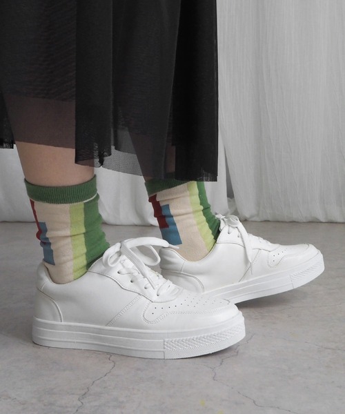 minia(ミニア)の「幾何学カラーソックス(ソックス/靴下・レディース・ブラック/グリーン/ベージュ・FREE)」の16枚目の写真