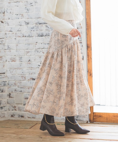 mysty woman(ミスティウーマン)の「ラウンドギャザースカート 990901(スカート・レディース・ベージュ系その他/アイボリー/ピンク系その他・FREE)」の1枚目の写真