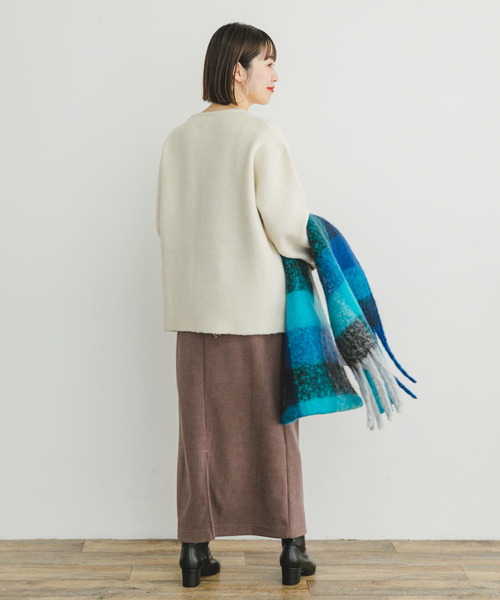 ITEMS URBANRESEARCH（アイテムズ アーバンリサーチ）の「ウールミックスノーカラーカーディガン（カーディガン/ボレロ・レディース・オフホワイト/ブラウン/ライトブルー・FREE）」の7枚目の写真