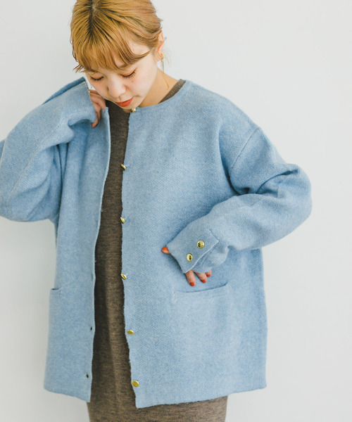 ITEMS URBANRESEARCH（アイテムズ アーバンリサーチ）の「ウールミックスノーカラーカーディガン（カーディガン/ボレロ・レディース・オフホワイト/ブラウン/ライトブルー・FREE）」の12枚目の写真
