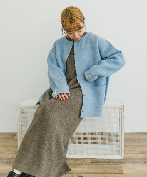ITEMS URBANRESEARCH（アイテムズ アーバンリサーチ）の「ウールミックスノーカラーカーディガン（カーディガン/ボレロ・レディース・オフホワイト/ブラウン/ライトブルー・FREE）」の15枚目の写真