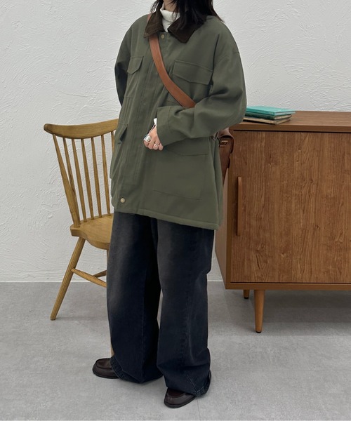 kutir(クティール)の「【M,L2サイズ展開】裏ボアポケットブルゾン(ブルゾン・レディース・カーキ/ネイビー/ブラウン・MEDIUM/LARGE)」の9枚目の写真