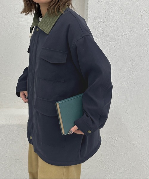 kutir(クティール)の「【M,L2サイズ展開】裏ボアポケットブルゾン(ブルゾン・レディース・カーキ/ネイビー/ブラウン・MEDIUM/LARGE)」の6枚目の写真