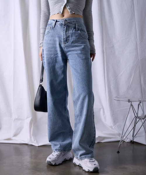 セール】ウエストクロス ストレート デニム（デニムパンツ