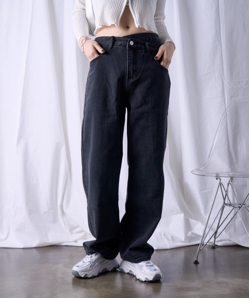 セール】ウエストクロス ストレート デニム（デニムパンツ）｜Ada