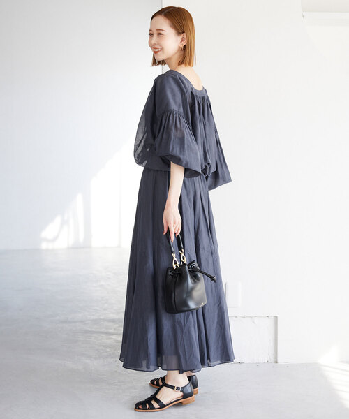 SLOBE IENA(スローブイエナ)の「《追加3》綿シルク切替ギャザースカート(スカート・レディース・ブラウン/チャコールグレー/イエロー・FREE)」の5枚目の写真