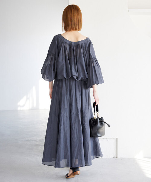 SLOBE IENA(スローブイエナ)の「《追加3》綿シルク切替ギャザースカート(スカート・レディース・ブラウン/チャコールグレー/イエロー・FREE)」の6枚目の写真