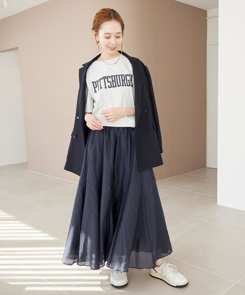 SLOBE IENA(スローブイエナ)の「《追加3》綿シルク切替ギャザースカート(スカート・レディース・ブラウン/チャコールグレー/イエロー・FREE)」の10枚目の写真