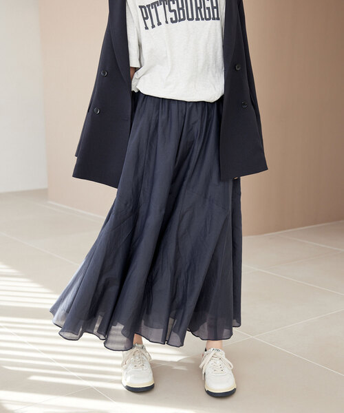 SLOBE IENA(スローブイエナ)の「《追加3》綿シルク切替ギャザースカート(スカート・レディース・ブラウン/チャコールグレー/イエロー・FREE)」の14枚目の写真