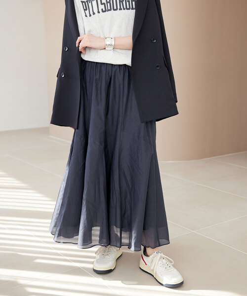 SLOBE IENA(スローブイエナ)の「《追加3》綿シルク切替ギャザースカート(スカート・レディース・ブラウン/チャコールグレー/イエロー・FREE)」の15枚目の写真