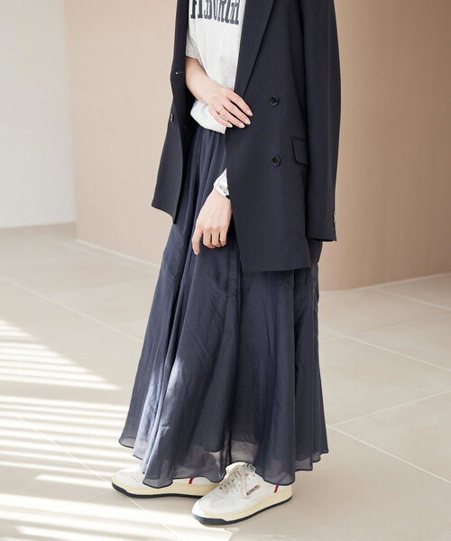 SLOBE IENA(スローブイエナ)の「《追加3》綿シルク切替ギャザースカート(スカート・レディース・ブラウン/チャコールグレー/イエロー・FREE)」の17枚目の写真