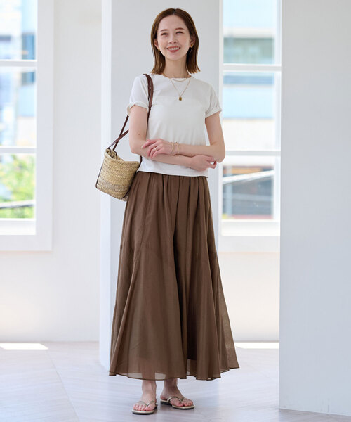 SLOBE IENA(スローブイエナ)の「《追加3》綿シルク切替ギャザースカート(スカート・レディース・ブラウン/チャコールグレー/イエロー・FREE)」の19枚目の写真