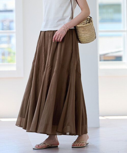 イエナ IENA SLOBE リネンブレンド ウエストベルト×スカートふんわり可愛いワンピ 表記サイズFree 着丈110cm イエナ IENA SLOBE リネンブレンド ウエストベルト×スカートふんわり