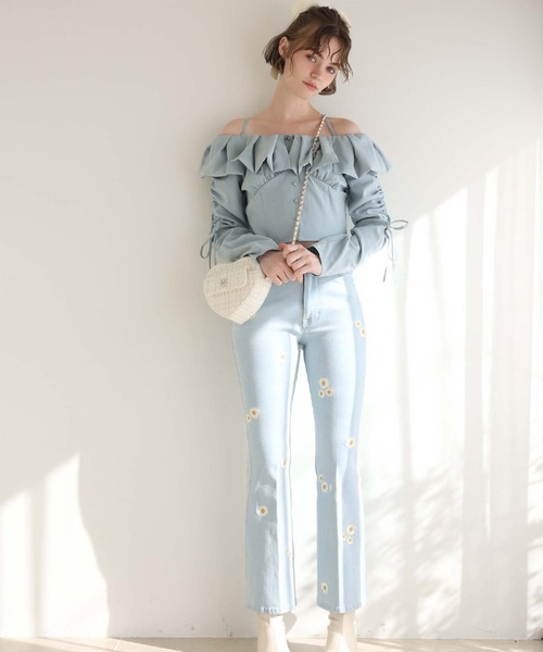 刺繍デニム　ライトブルー　sサイズ mili_p60025