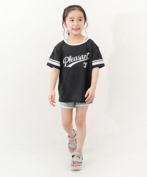 devirock（デビロック）の「メッシュTシャツ付き 3Pセパレート水着（水着・キッズ・ホワイト/パープル系4/スミクロ・110cm/100cm/130cm/120cm/160cm/150cm/140cm）」の5枚目の写真