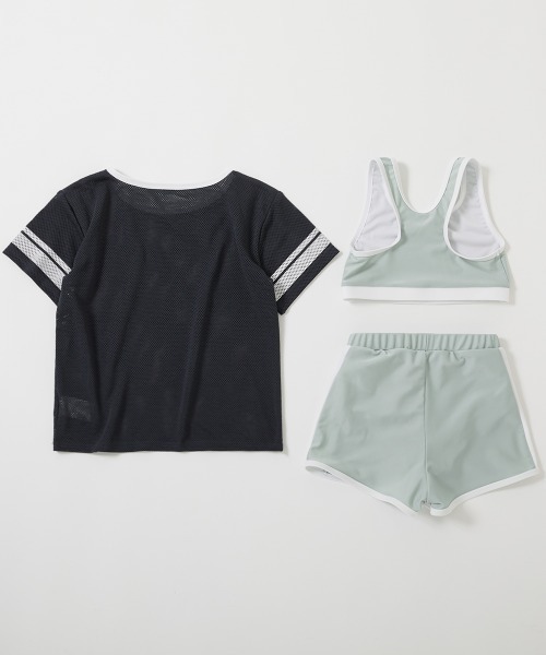 devirock（デビロック）の「メッシュTシャツ付き 3Pセパレート水着（水着・キッズ・ホワイト/パープル系4/スミクロ・110cm/100cm/130cm/120cm/160cm/150cm/140cm）」の10枚目の写真