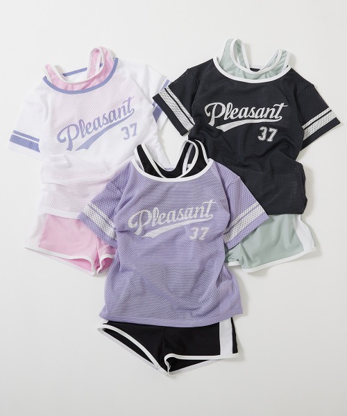 devirock（デビロック）の「メッシュTシャツ付き 3Pセパレート水着（水着・キッズ・ホワイト/パープル系4/スミクロ・110cm/100cm/130cm/120cm/160cm/150cm/140cm）」の8枚目の写真