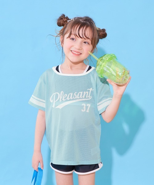 devirock（デビロック）の「メッシュTシャツ付き UVカット セパレート水着3Pセット（水着・キッズ・ホワイト/パープル系4/スミクロ/グリーン系・110cm/100cm/130cm/120cm/160cm/150cm/140cm）」の19枚目の写真