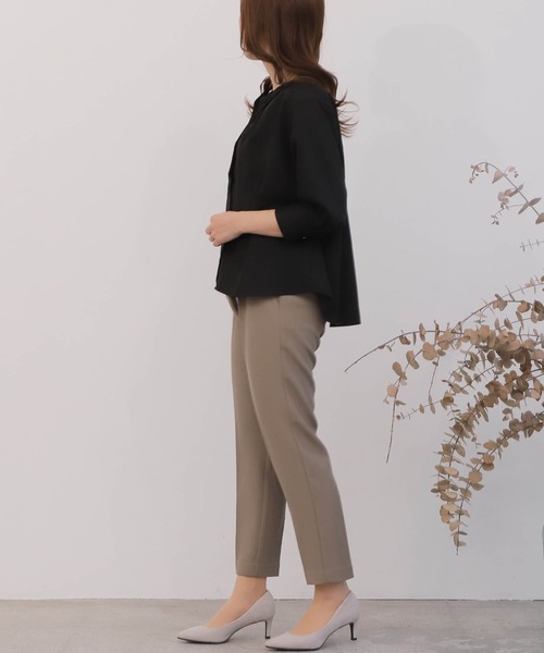 mil(ミル)の「【150㎝前後の小柄さんサイズ】バンドカラージョーゼットブラウス(シャツ/ブラウス・レディース・ブラック/ピンク/オフホワイト・M/S)」の5枚目の写真